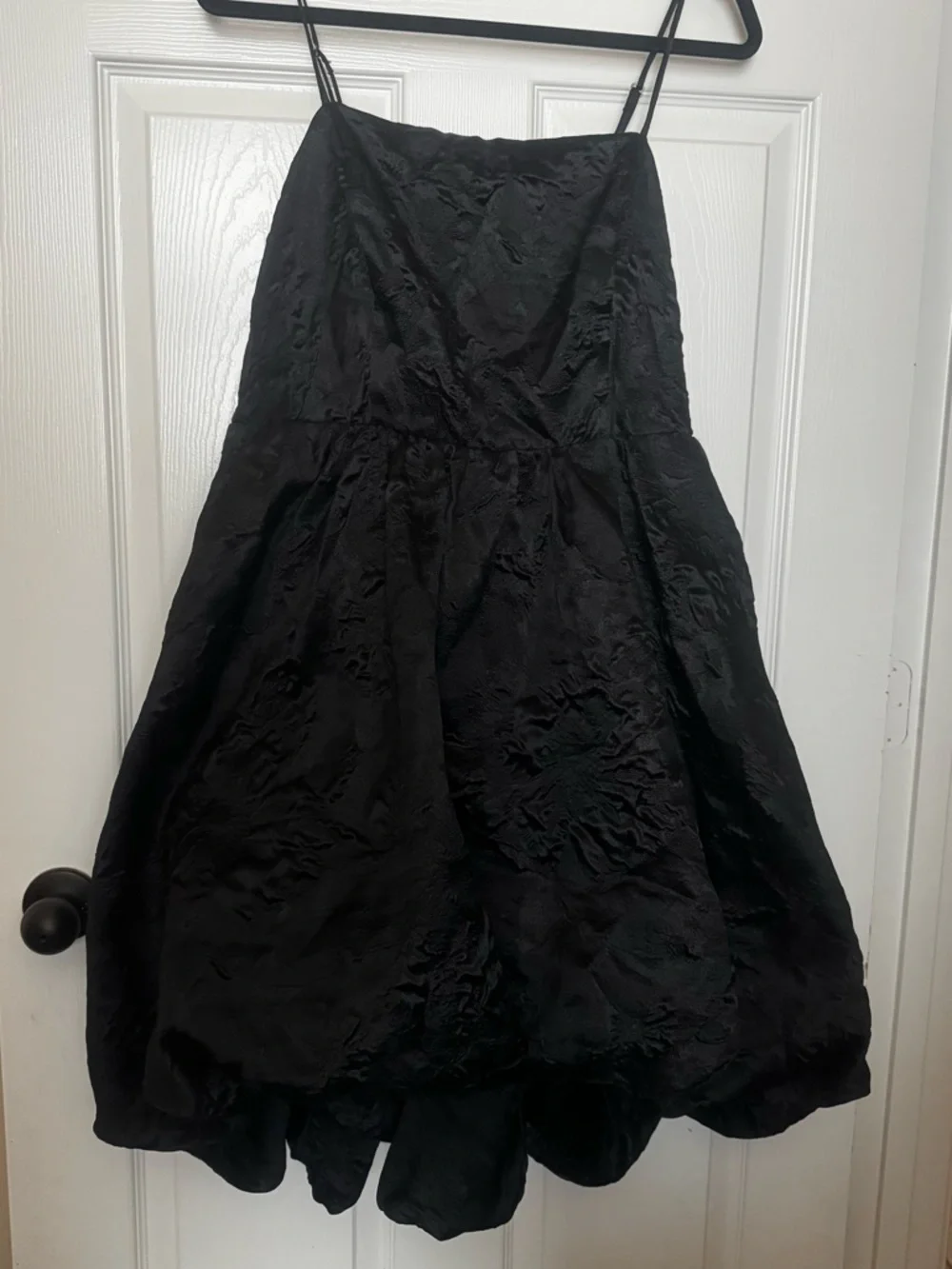 Anthropologie Black Jacquard Bubble Dress 16W Spaghetti Strap Party Cocktail - Picture 3 of 12